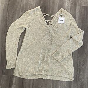 BRAND NEW! Pale Gold Laced Back Hi-Lo Sweater